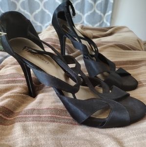 Elegant Strappy Black open toe high heel stilettos